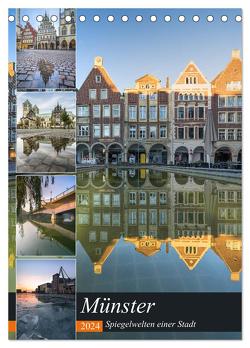 Münster – Spiegelwelten einer Stadt (Tischkalender 2024 DIN A5 hoch), CALVENDO Monatskalender von Herzog,  Gregor