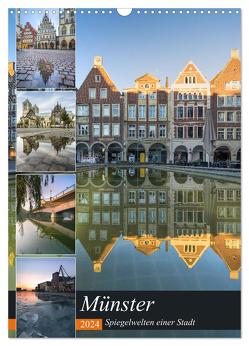 Münster – Spiegelwelten einer Stadt (Wandkalender 2024 DIN A3 hoch), CALVENDO Monatskalender von Herzog,  Gregor