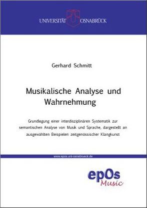 Musikalische Analyse und Wahrnehmung von Schmitt,  Gerhard