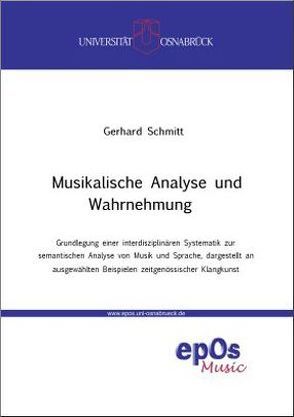 Musikalische Analyse und Wahrnehmung von Schmitt,  Gerhard