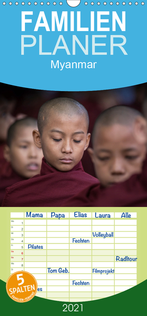 Myanmar 2021 – Familienplaner hoch (Wandkalender 2021 , 21 cm x 45 cm, hoch) von Rusch,  Winfried