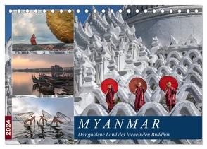 Myanmar, das goldene Land des lächelnden Buddhas (Tischkalender 2024 DIN A5 quer), CALVENDO Monatskalender von Kruse,  Joana