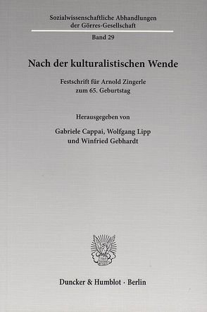Nach der kulturalistischen Wende. von Cappai,  Gabriele, Gebhardt,  Winfried, Lipp,  Wolfgang