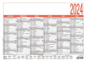 Namenstagekalender 2024 – A4 (29,7 x 21 cm) – 6 Monate auf 1 Seite – Tafelkalender – Plakatkalender – Jahresplaner – 905-0000