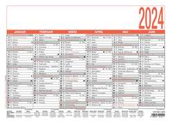 Namenstagekalender 2024 – A4 (29,7 x 21 cm) – 6 Monate auf 1 Seite – Tafelkalender – Plakatkalender – Jahresplaner – 905-0000