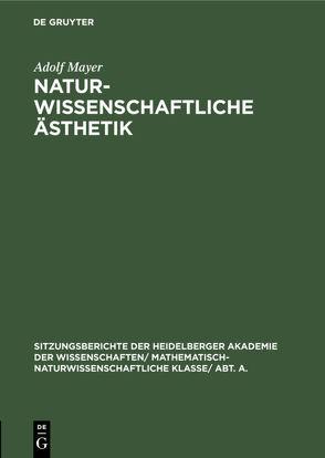 Naturwissenschaftliche Ästhetik von Mayer,  Adolf