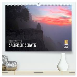 Nebelwelten Sächsische Schweiz (hochwertiger Premium Wandkalender 2024 DIN A2 quer), Kunstdruck in Hochglanz von Meutzner,  Dirk