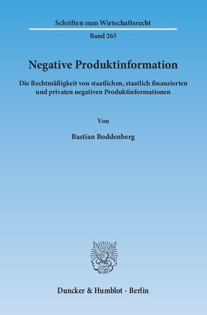Negative Produktinformation. von Boddenberg,  Bastian