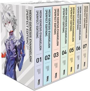 Neon Genesis Evangelion – Perfect Edition, Bände 1-7 im Sammelschuber mit Extras von Bockel,  Antje, Sadamoto,  Yoshiyuki