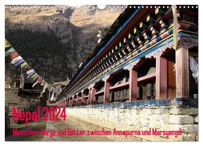 Nepal 2024 Menschen, Berge und Götter zwischen Annapurna und Marsyangdi (Wandkalender 2024 DIN A3 quer), CALVENDO Monatskalender von Rauch,  Sandra