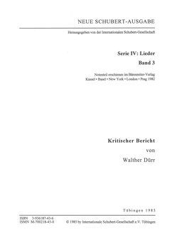 Neue Schubert-Ausgabe. Kritische Berichte / Lieder 3 von Dürr,  Walther