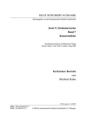 Neue Schubert-Ausgabe. Kritische Berichte / Orchesterwerke / Konzertstücke von Kube,  Michael