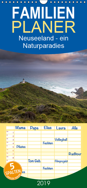 Neuseeland – ein Naturparadies – Familienplaner hoch (Wandkalender 2019 , 21 cm x 45 cm, hoch) von kalender365.com