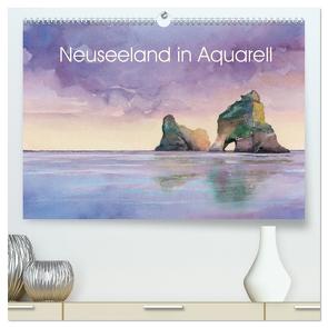Neuseeland in Aquarell (hochwertiger Premium Wandkalender 2024 DIN A2 quer), Kunstdruck in Hochglanz von Krause,  Jitka