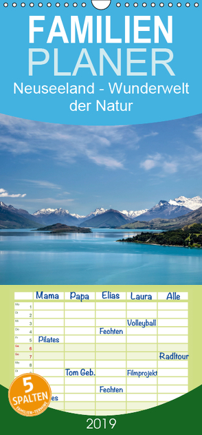 Neuseeland – Wunderwelt der Natur – Familienplaner hoch (Wandkalender 2019 , 21 cm x 45 cm, hoch) von Mueringer,  Christian
