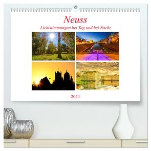Neuss – Lichtstimmungen bei Tag und bei Nacht (hochwertiger Premium Wandkalender 2024 DIN A2 quer), Kunstdruck in Hochglanz von Hackstein,  Bettina