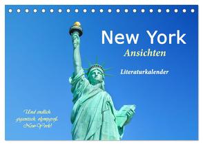 New York Ansichten – Literaturkalender (Tischkalender 2024 DIN A5 quer), CALVENDO Monatskalender von 4arts,  4arts