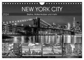 NEW YORK CITY Skyline, Wolkenkratzer und mehr (Wandkalender 2024 DIN A4 quer), CALVENDO Monatskalender von Viola,  Melanie