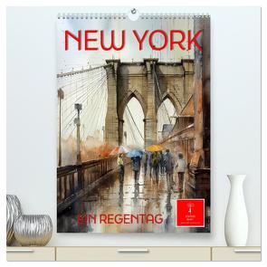 New York – ein Regentag (hochwertiger Premium Wandkalender 2024 DIN A2 hoch), Kunstdruck in Hochglanz von Roder,  Peter