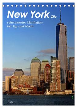 New York – sehenswertes Manhattan bei Tag und Nacht (Tischkalender 2024 DIN A5 hoch), CALVENDO Monatskalender von Thiem-Eberitsch,  Jana