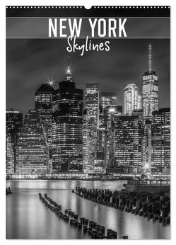 NEW YORK Skylines (Wandkalender 2024 DIN A2 hoch), CALVENDO Monatskalender von Viola,  Melanie