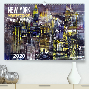 New York Watercolor Citylights (Premium, hochwertiger DIN A2 Wandkalender 2020, Kunstdruck in Hochglanz) von Pickl,  Johann