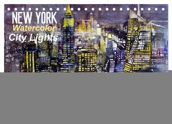 New York Watercolor Citylights (Tischkalender 2024 DIN A5 quer), CALVENDO Monatskalender von Pickl,  Johann