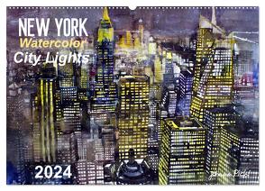 New York Watercolor Citylights (Wandkalender 2024 DIN A2 quer), CALVENDO Monatskalender von Pickl,  Johann