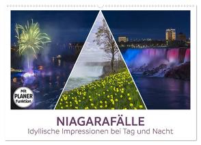 NIAGARAFÄLLE Idyllische Impressionen bei Tag und Nacht (Wandkalender 2024 DIN A2 quer), CALVENDO Monatskalender von Viola,  Melanie