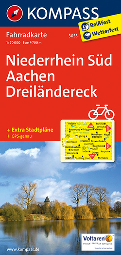 KOMPASS Fahrradkarte 3055 Niederrhein Süd – Aachen – Dreiländereck, 1:70000 von KOMPASS-Karten GmbH