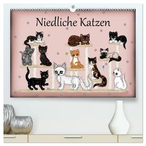 Niedliche Katzen (hochwertiger Premium Wandkalender 2024 DIN A2 quer), Kunstdruck in Hochglanz von Creation / Petra Haberhauer,  Pezi