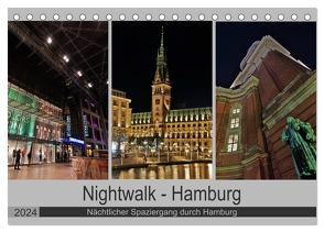 Nightwalk – Hamburg (Tischkalender 2024 DIN A5 quer), CALVENDO Monatskalender von Hennrich,  Peter
