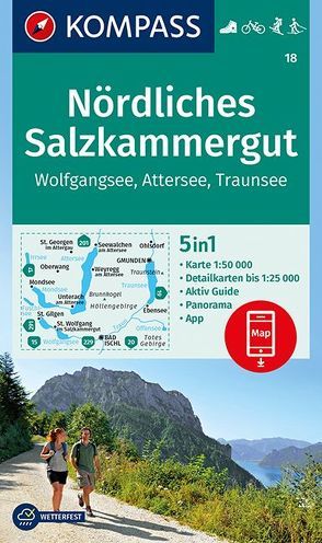 KOMPASS Wanderkarte Nördliches Salzkammergut, Wolfgangsee, Attersee, Traunsee von KOMPASS-Karten GmbH