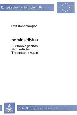 Nomina divina von Schönberger,  Rolf