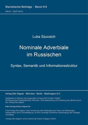 Nominale Adverbiale im Russischen von Szucsich,  Luka