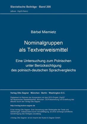 Nominalgruppen als Textverweismittel von Miemietz,  Bärbel