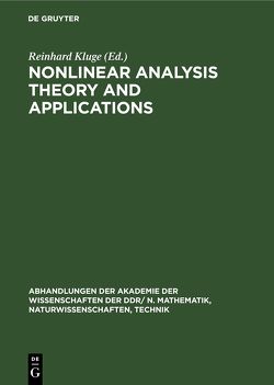 Nonlinear Analysis Theory and Applications von Kluge,  Reinhard, Müller,  Wolfdietrich