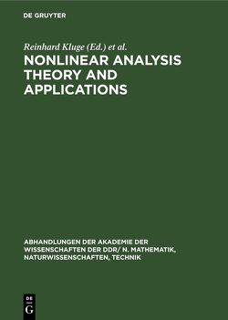 Nonlinear Analysis Theory and Applications von Kluge,  Reinhard, Müller,  Wolfdietrich