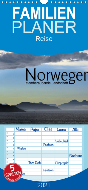 Norwegen atemberaubende Landschaft – Familienplaner hoch (Wandkalender 2021 , 21 cm x 45 cm, hoch) von calmbacher,  Christiane