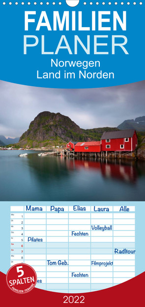 Familienplaner Norwegen – Land im Norden (Wandkalender 2022 , 21 cm x 45 cm, hoch) von kalender365.com