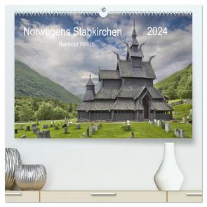 Norwegens Stabkirchen (hochwertiger Premium Wandkalender 2024 DIN A2 quer), Kunstdruck in Hochglanz von Wittich,  Reinhold
