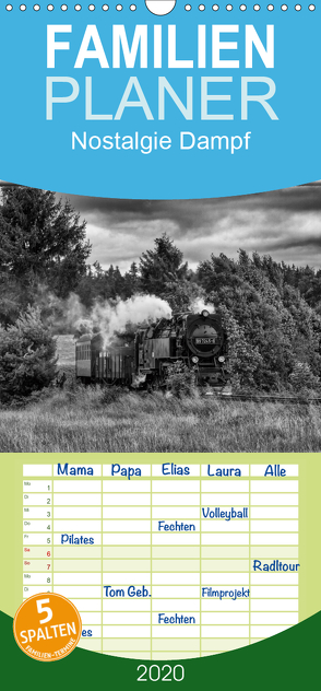 Nostalgie Dampf – Familienplaner hoch (Wandkalender 2020 , 21 cm x 45 cm, hoch) von Maurer,  Marion