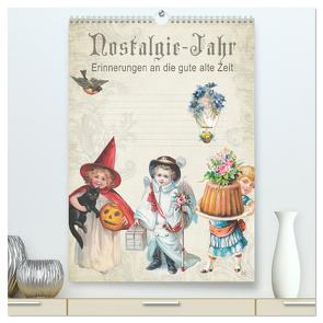 Nostalgie-Jahr, Motive aus alten Poesiealben (hochwertiger Premium Wandkalender 2024 DIN A2 hoch), Kunstdruck in Hochglanz von bilwissedition.com Layout: Babette Reek,  Bilder:
