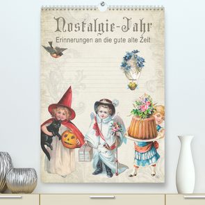Nostalgie-Jahr, Motive aus alten Poesiealben (Premium, hochwertiger DIN A2 Wandkalender 2023, Kunstdruck in Hochglanz) von bilwissedition.com Layout: Babette Reek,  Bilder:
