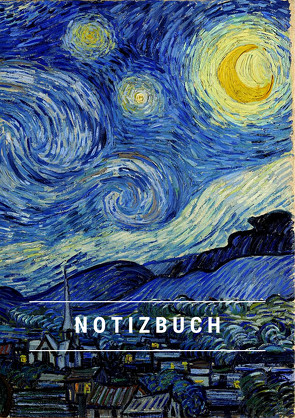 Notizbuch klein A5 Blanko – Notizheft 44 Seiten 90g/m² – Softcover Vincent van Gogh „Sternennacht“ – FSC Papier von A5,  Notebook, A5,  Notizbuch, A5,  Notizheft