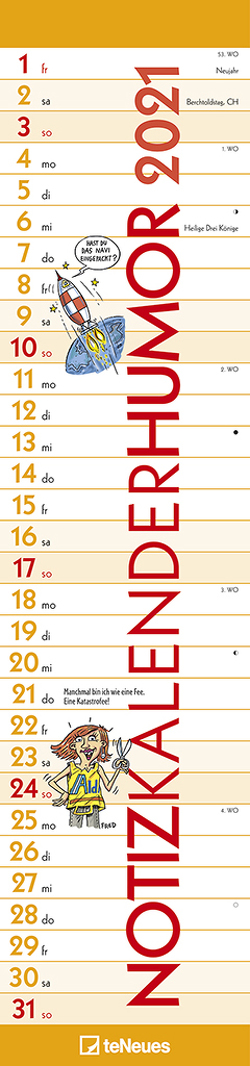 Notizkalender HUMOR 2021 – Streifenplaner – Wandplaner – Küchen-Kalender – Humor-Kalender – 15×64
