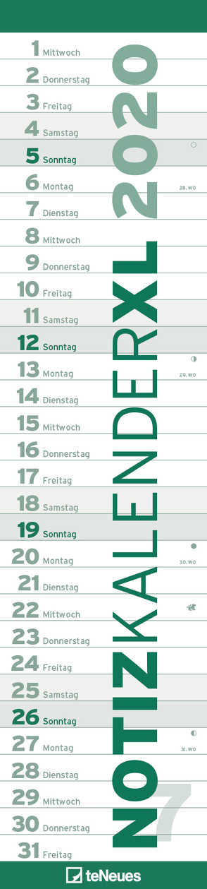 Notizkalender XL GRÜN 2020