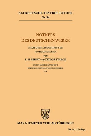 Notkers des Deutschen Werke von Sehrt,  Edward H., Starck,  Taylor