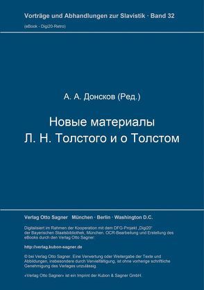 Novye materialy L. N. Tolstogo i o Tolstom von Donskov,  A.A.