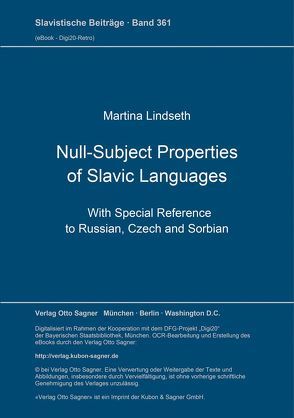 Null-Subject Properties of Slavic Languages von Lindseth,  Martina